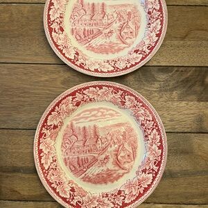 Vintage Homer Laughlin Americana Series Decorative Plate Set of 2